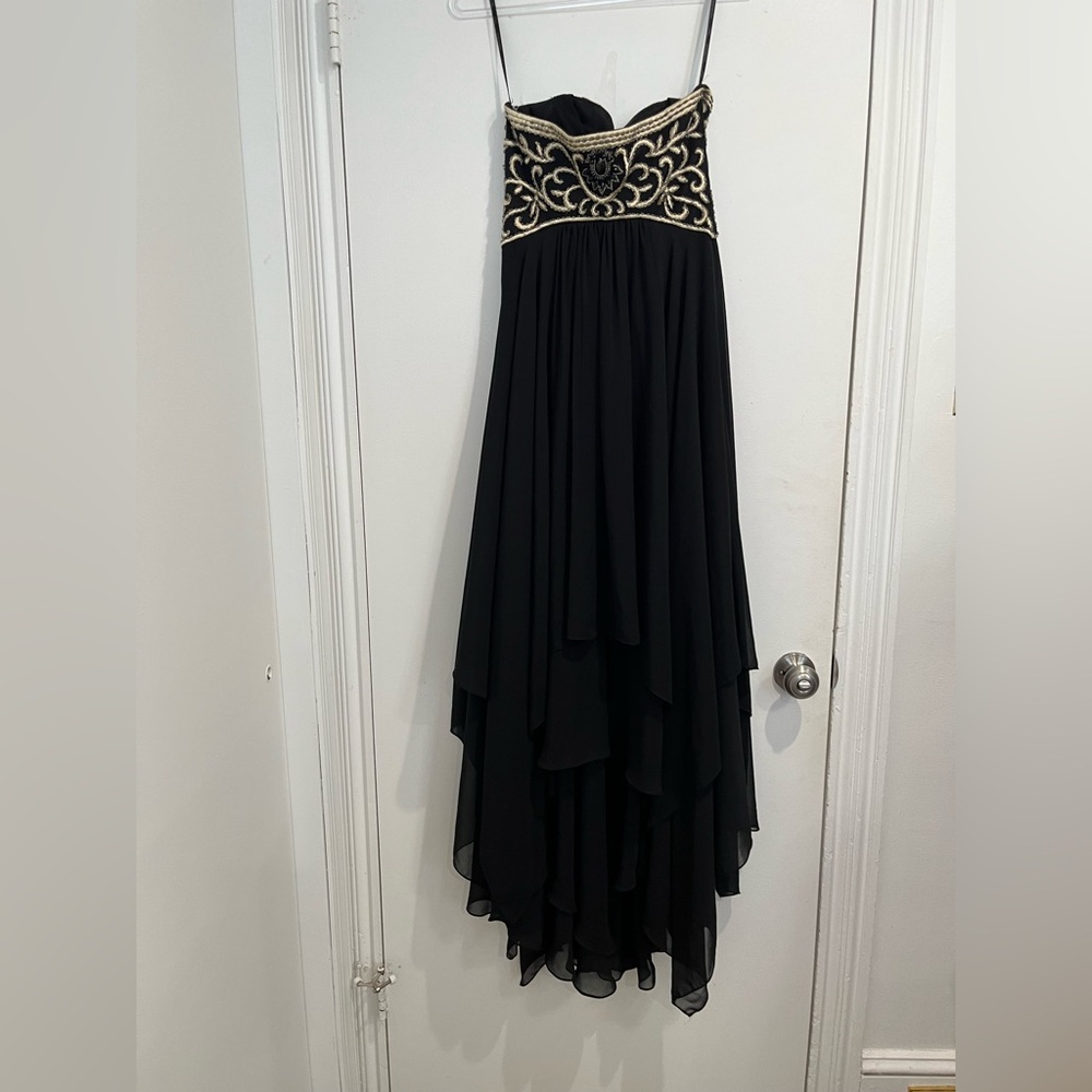 Sue Wong Vintage Black Strapless High-Low Beaded Bodice Gown Sz. 4 - Picture 3 of 12
